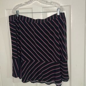 Lane Bryant Asymmetrical Black and Pink Striped Skirt